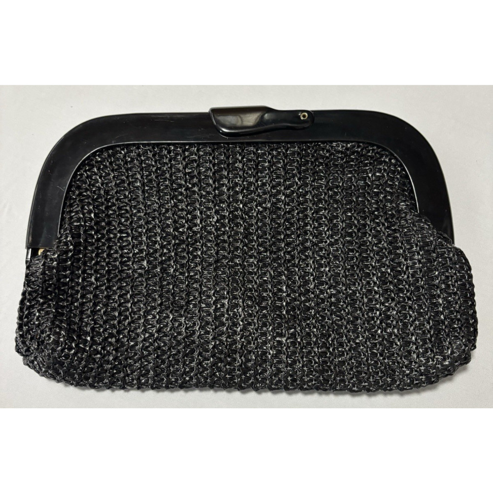 Women's Black Woven Shoulder Clutch Purse Holiday Event Glam Dance Cruise Retro